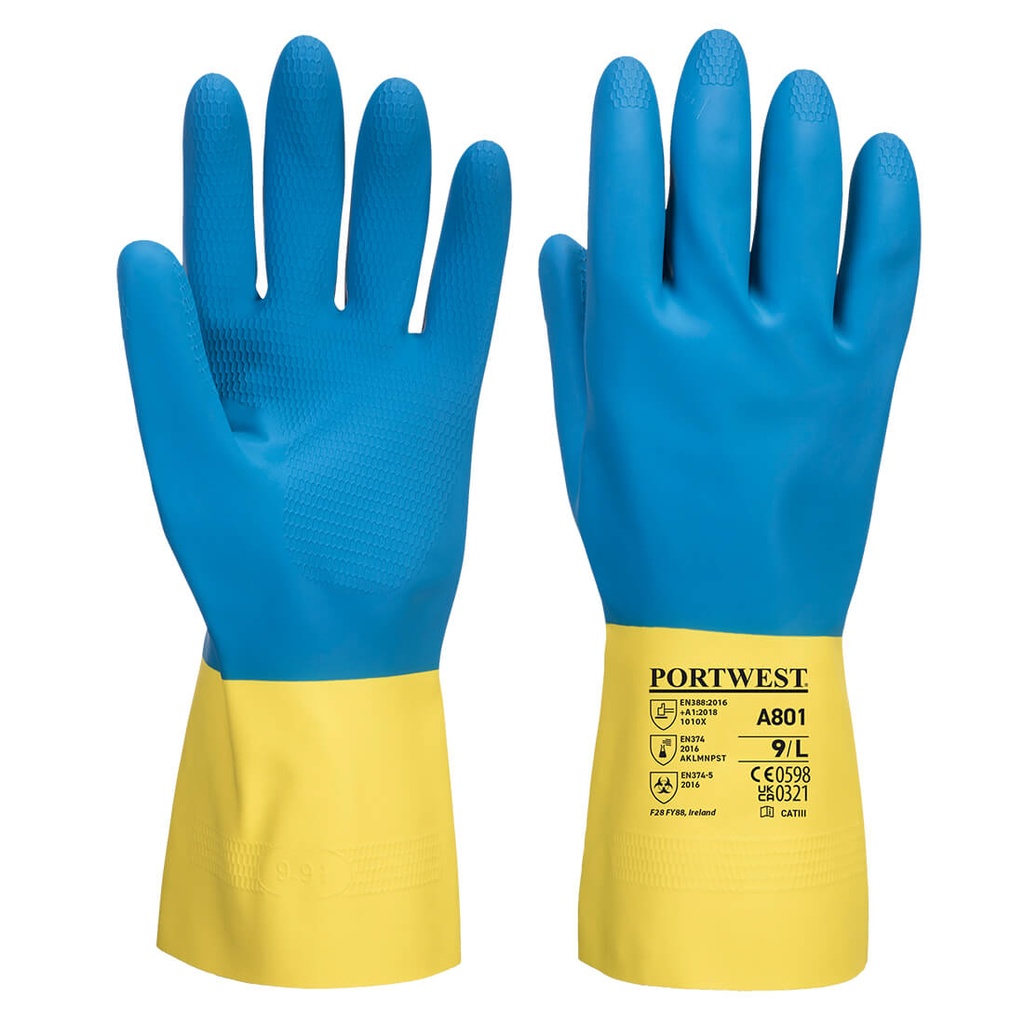  Guante de látex de doble inmersión Amarillo/Azul