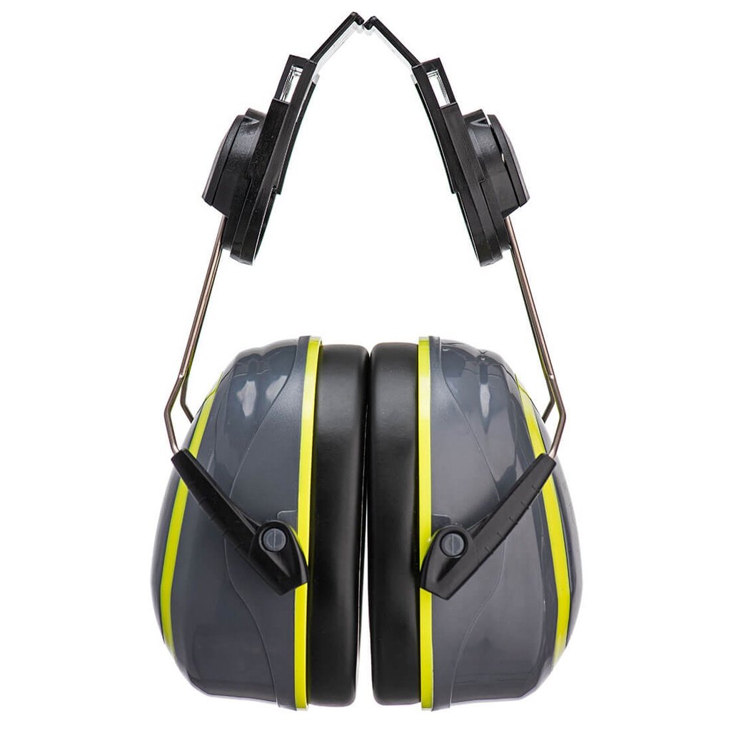 Orejeras HV Extreme de tamaño mediano montadas en casco Gris/Amarillo