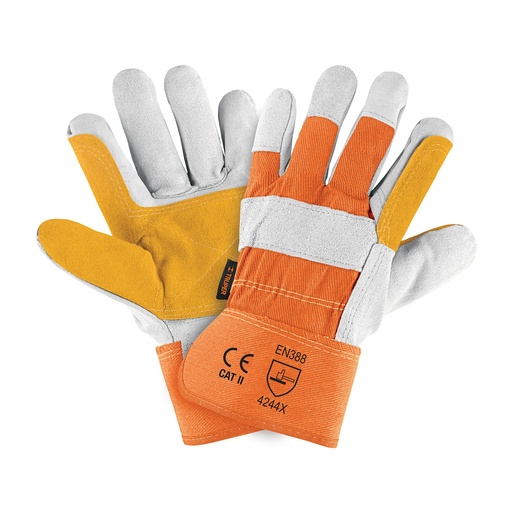 [GU-215] Guantes de carnaza loneta y algodón